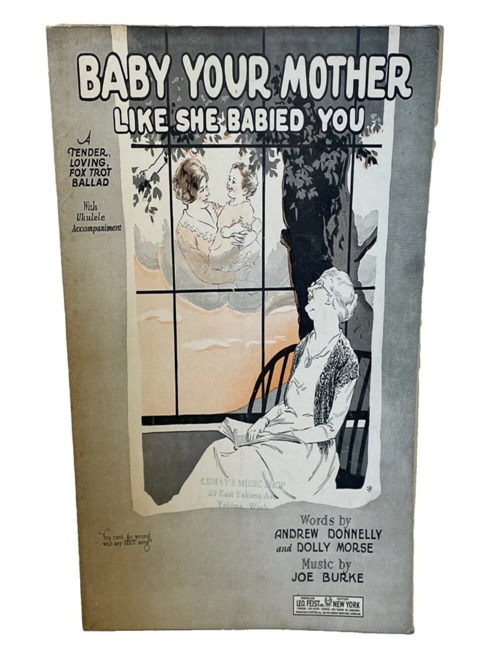 1927 Baby Your Mother Like She Babied You Vintage Sheet Music Fox Trot Joe Burke